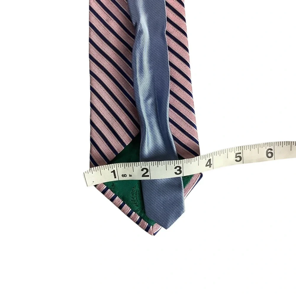 Tommy Hilfiger Necktie Men Pink Blue Stripe 100%‎ Silk Imported USA Classic Tie